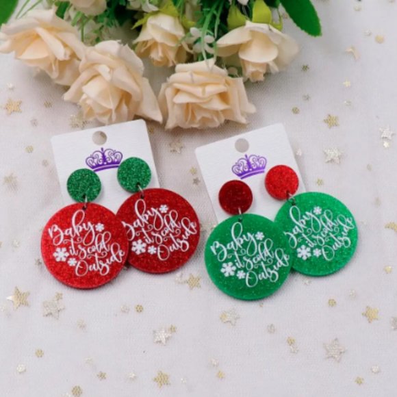 🍏50% OFF/3+...Glittering Acrylic Dangle Christmas Earrings - Picture 3 of 8